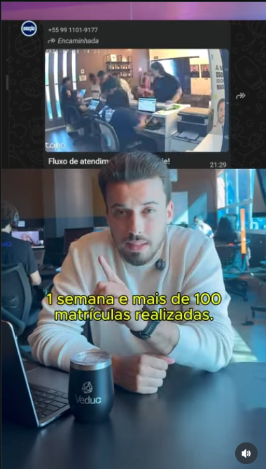 Thumbnail do vídeo Veduc: overlap do fluxo de atendimento e mais de 100 matrículas em uma semana